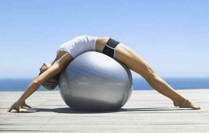 Fitball exercises with thoracic osteochondrose